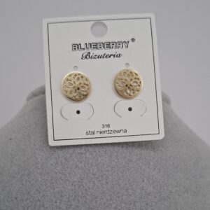 K10 Kolczyki wkrętki BLUBERRY AŻUR Stal nierdzewna 316L
